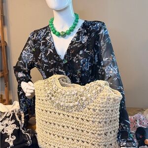 Chic Cream Woven Hobo Bag